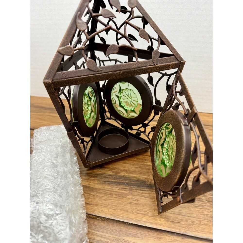 PartyLite La Rosetta Hanging Lantern Green Emerald Tea Candle Holder P7565 NEW - Picture 5 of 8
